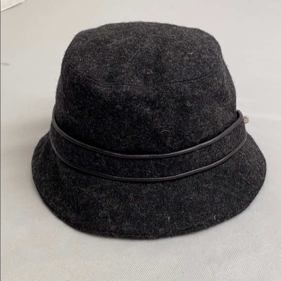 Coach dark gray black wool nylon trilby fedora hat S main image 7